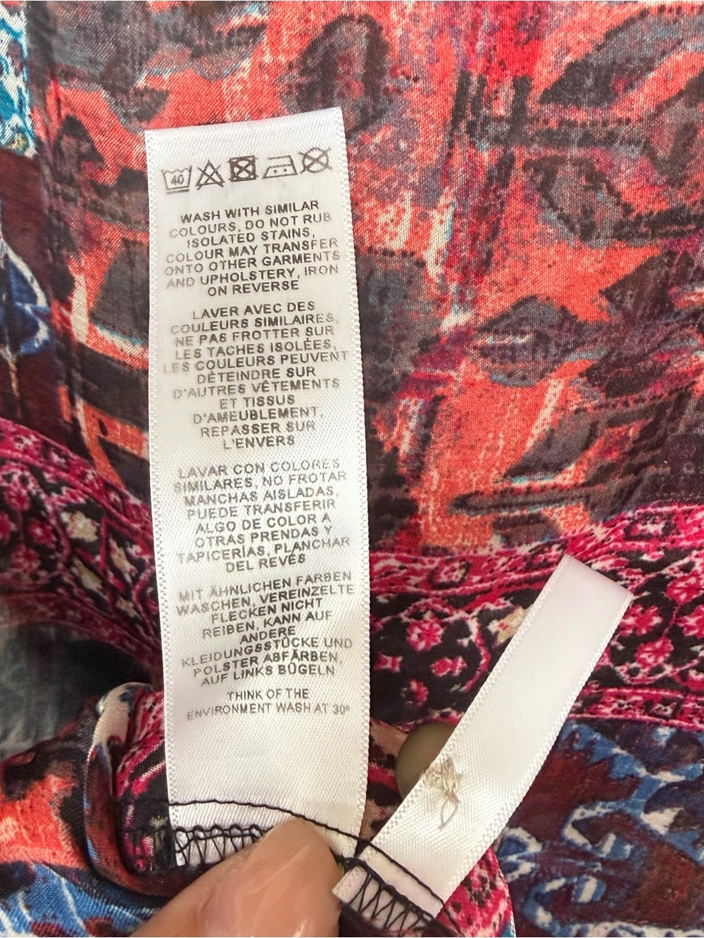 ASOS Silky Womens Medium Patchwork Tapestry Persian Print Button Down Shirt Boho - Picture 7 of 8